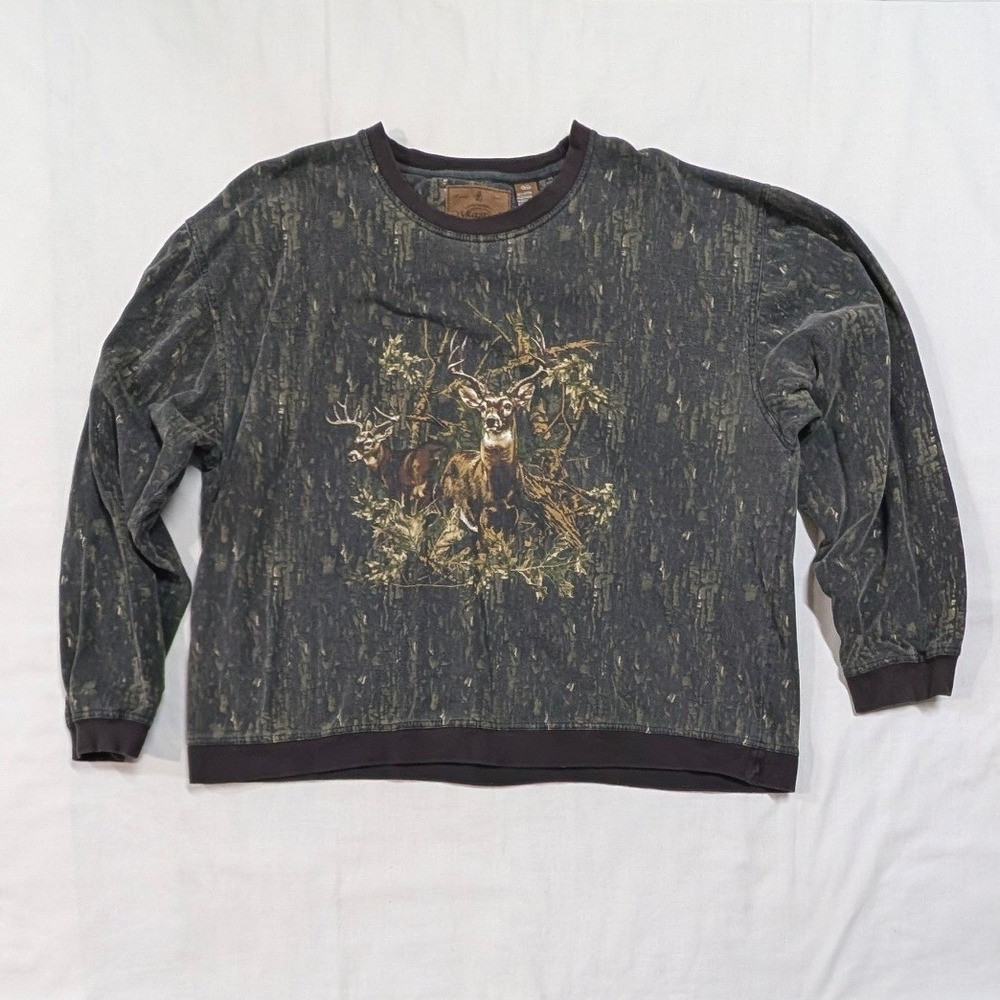 Legendary Whitetails Mens 3XL Camo Deer Graphic Long Sleeve Cotton Pullover Top